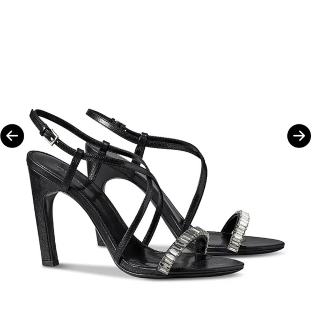 Tory Burch Crystal-Embellished Black High Heel Sandals | Size 7 | NWT + Dust Bag